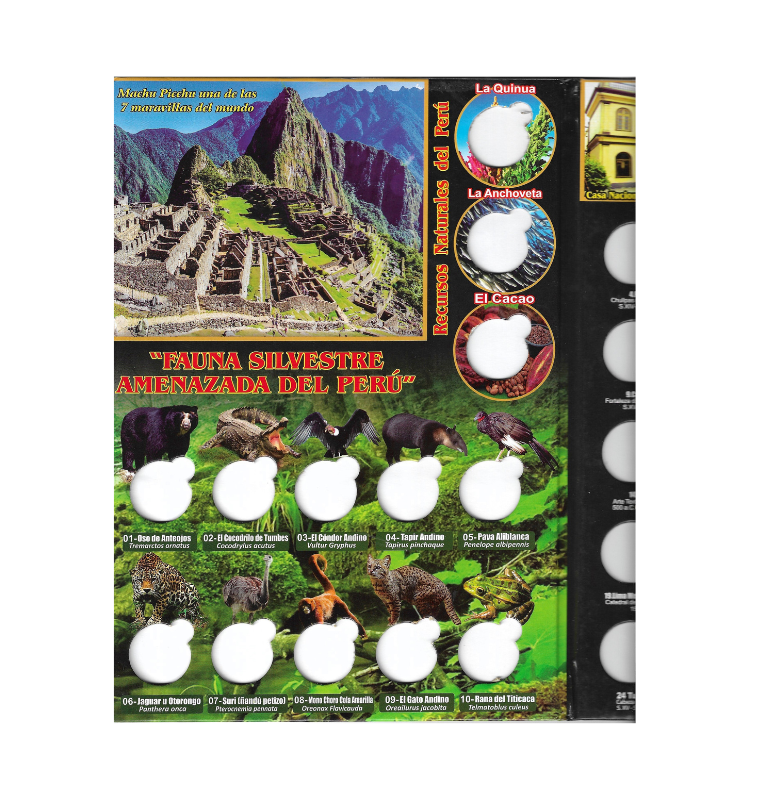 Álbum de la serie numismática Riqueza y orgullo del Perú "Fauna Silvestre Amenaza del Perú"