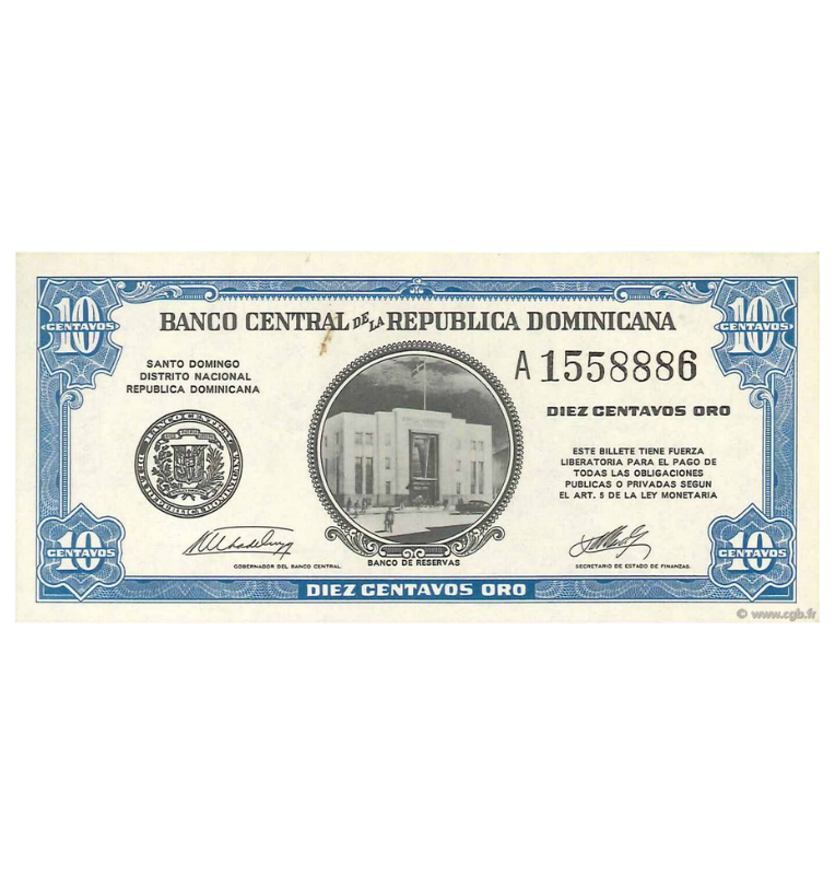 República Dominicana 0.10 Centavos Oro 1962 NO UNC