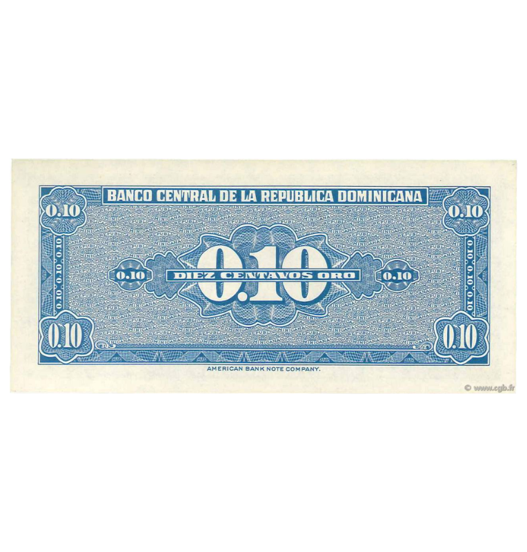 República Dominicana 0.10 Centavos Oro 1962 NO UNC