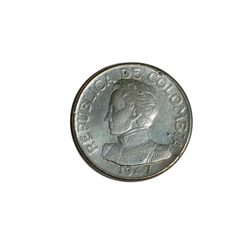 Colombia 50 Centavos 1947 Ley 500. NO UNC