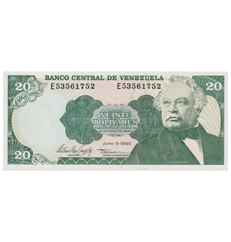 Venezuela 20 Bolívares 1995 Pick 63e NO UNC