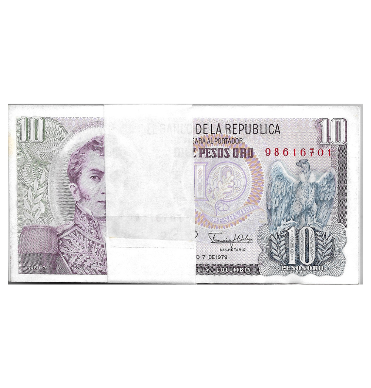Fajo Colombia 10 Pesos Oro 1979 Tiene manchas