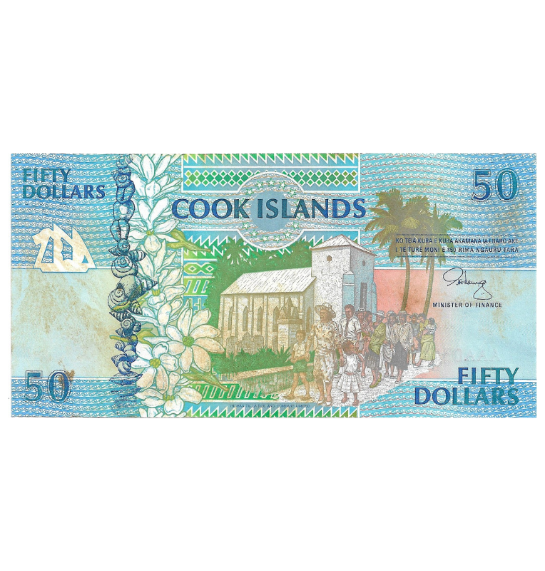Isla Cook 50 Dólares 1992 ND Pick 10a NO UNC