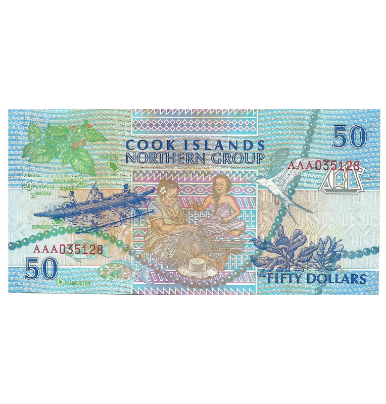 Isla Cook 50 Dólares 1992 ND Pick 10a NO UNC