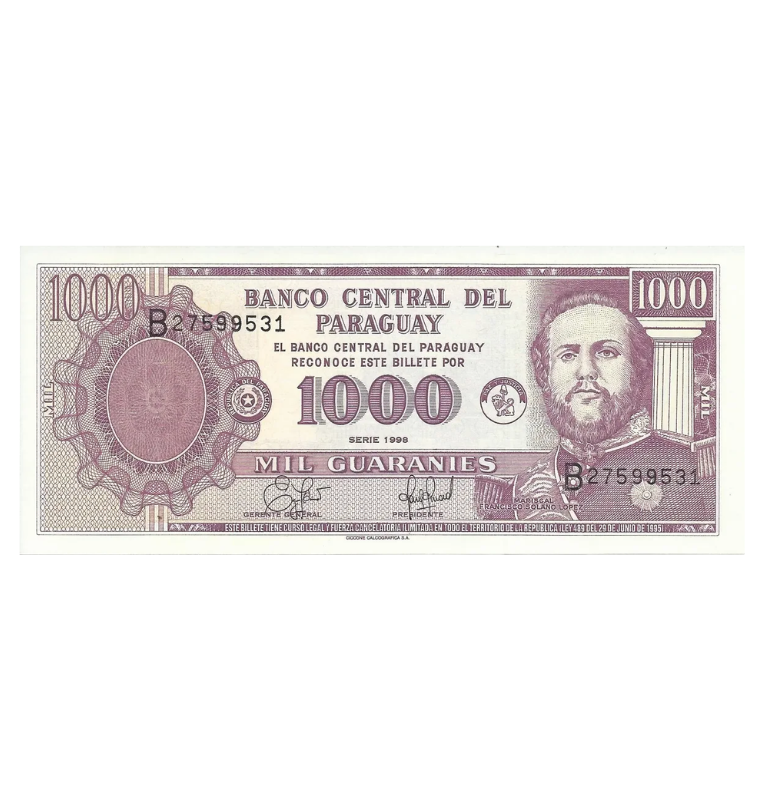 Paraguay 1000 Guaraníes 1998 Pick 214a