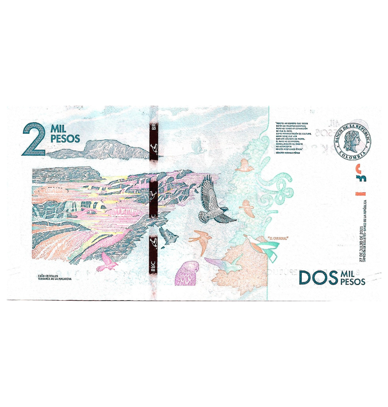 Colombia 2.000 Pesos 2021 Serie BK