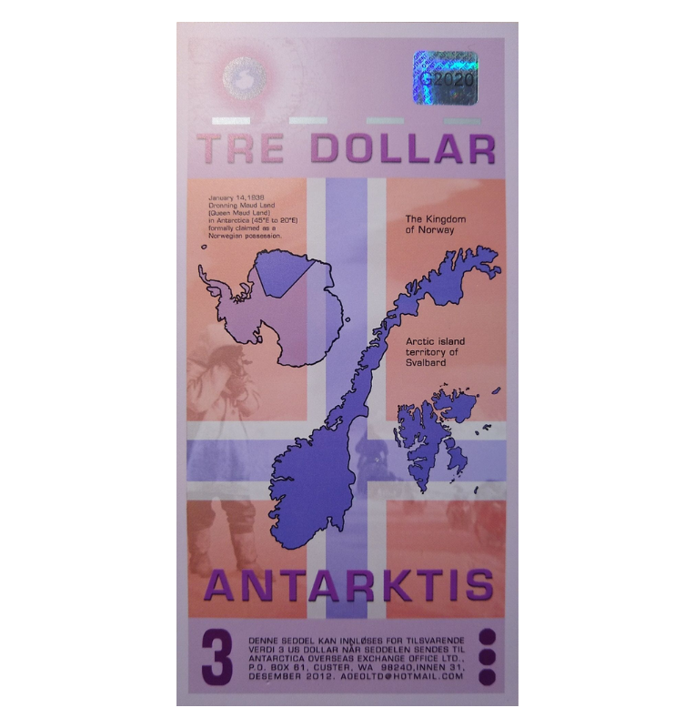 Artantica 3 Dólares 2008 (Billete de fantasia)