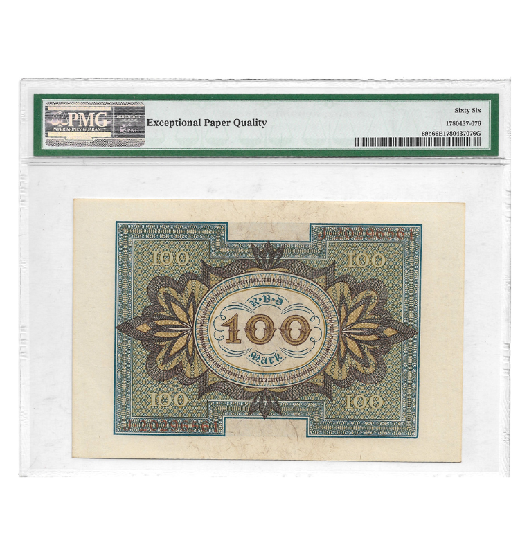 Alemania 100 Mark 1920 Pick 69b. Certificado 66 EPQ