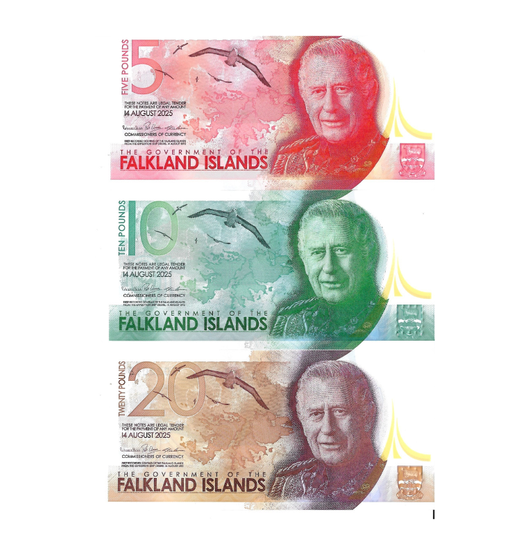 Isla Malvinas Set 5, 10, 20 Libras 2025 Polímero