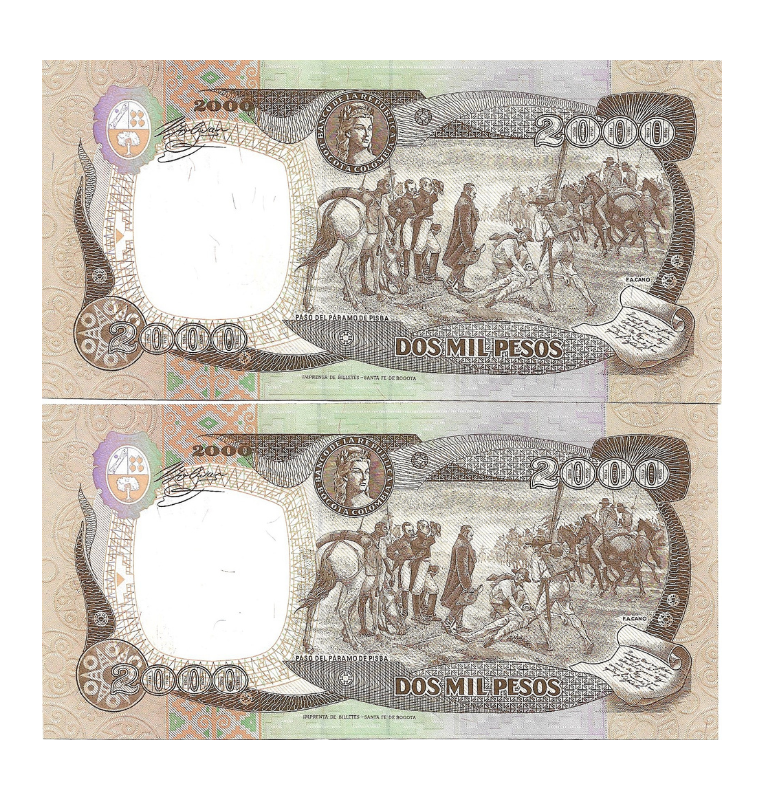 Colombia 2.000 Pesos Oro 1994. Tiene una mancha pequeña (Consecutivos)