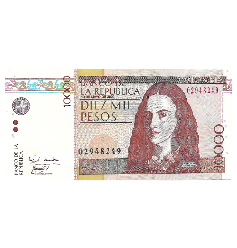 Colombia 10.000 Pesos 10 Mayo 2002