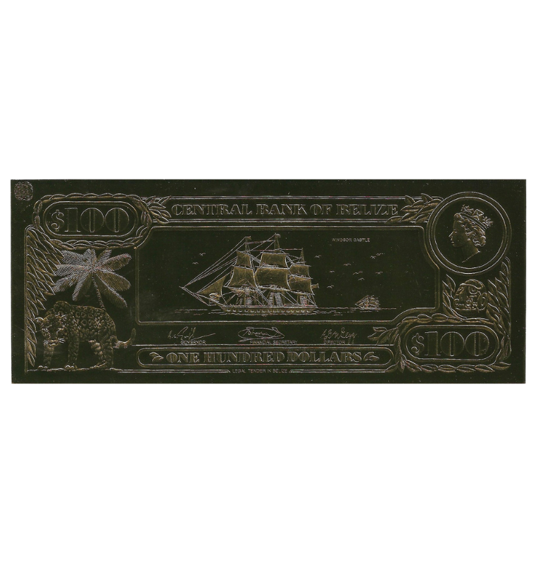 Belize 10 Dollars 1984 (Gold Rolled) 4-digit serial number