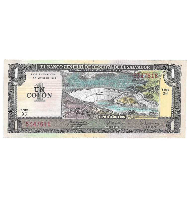 El Salvador 1 Colon 1978 NO UNC
