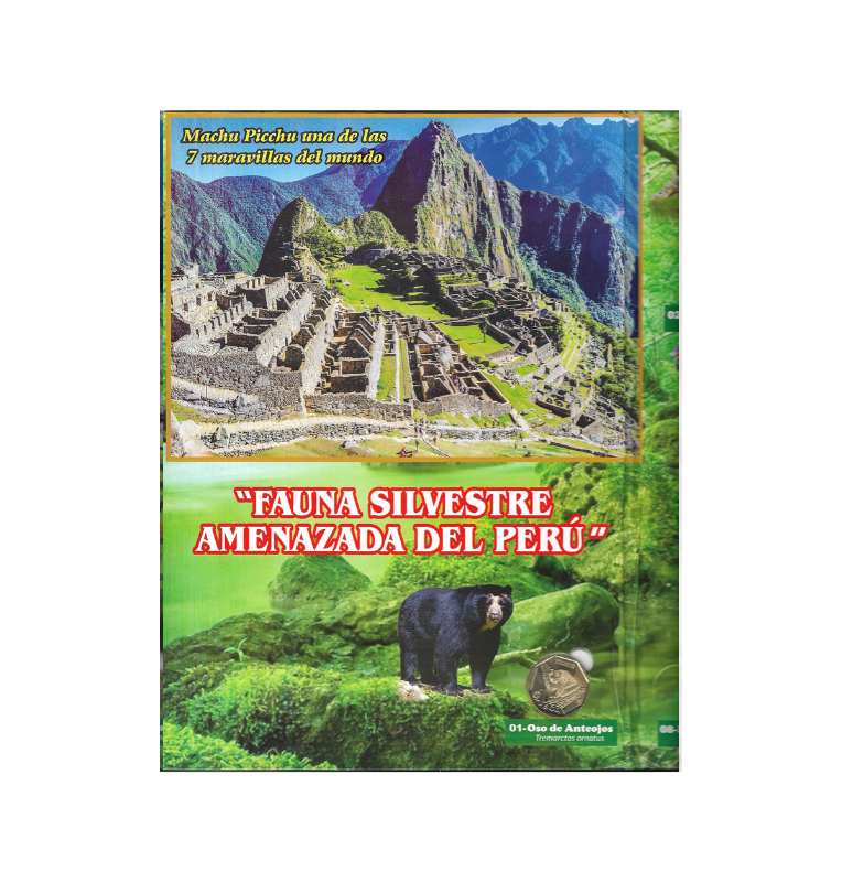 Álbum de la serie numismática "Fauna Silvestre Amenaza del Perú"