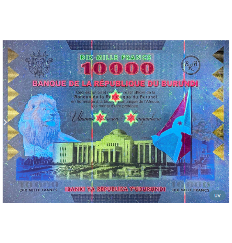 Burundi 10.000 Francos 2025 Emisión Conmemorativa 50 aniversario de la CITES
