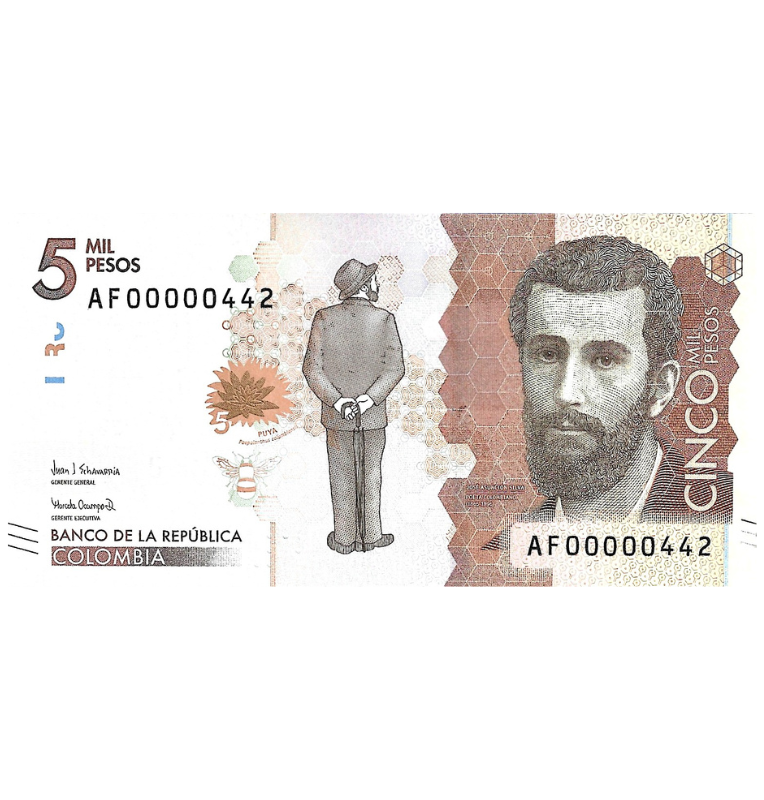 Colombia 5.000 Pesos 2018 Numero bajo #442