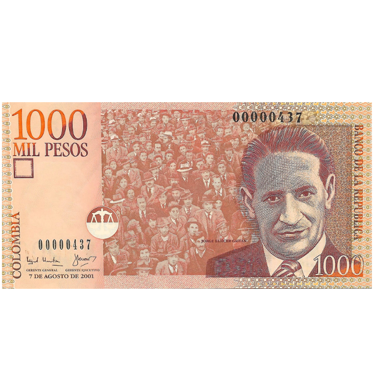 Colombia 1.000 Pesos 2001 Número bajo #437