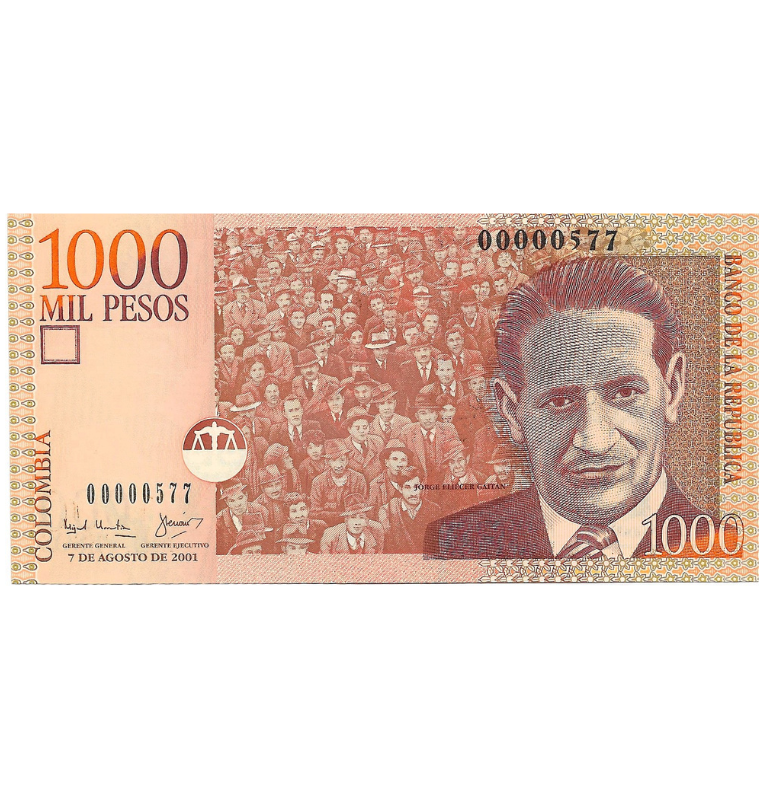 Colombia 1.000 Pesos 2001 Número bajo #577