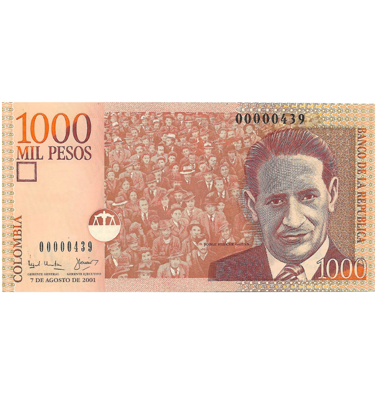 Colombia 1.000 Pesos 2001 Número bajo #439