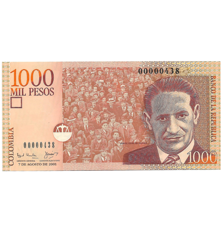 Colombia 1.000 Pesos 2001 Número bajo #438