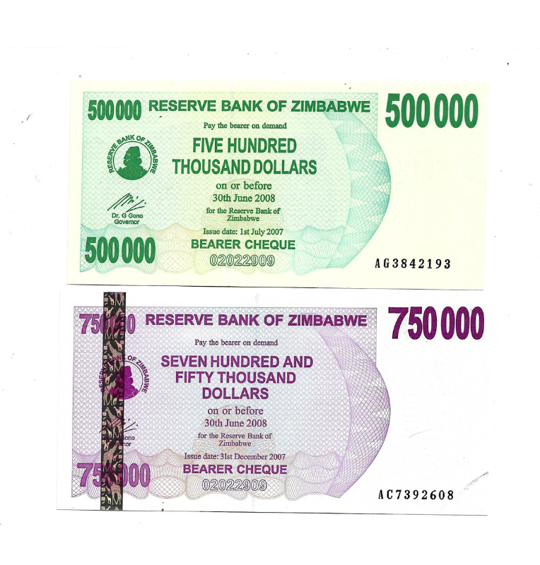 Zimbabue set de 6 billetes 2006-2007