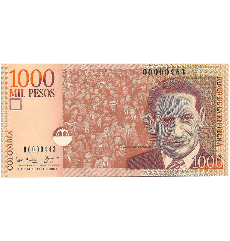 Colombia 1.000 Pesos 2001 Número bajo #443