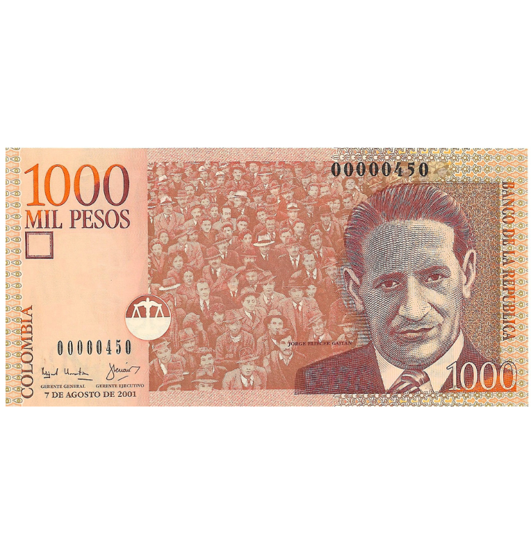 Colombia 1.000 Pesos 2001 Número bajo #450