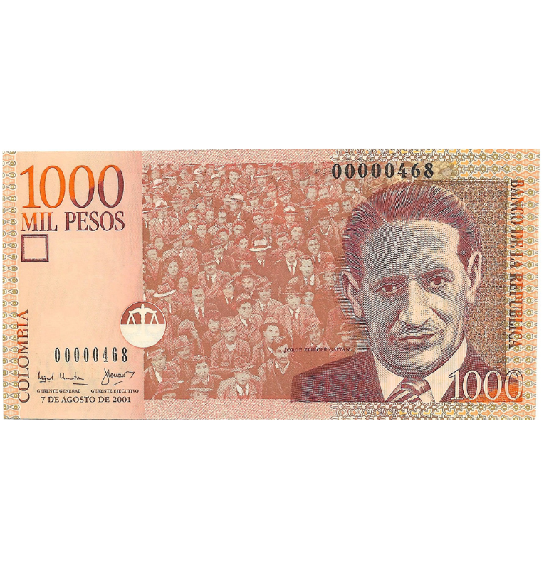 Colombia 1.000 Pesos 2001 Número bajo #468
