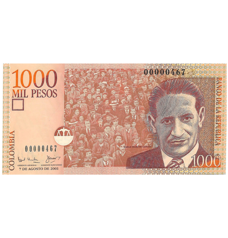 Colombia 1.000 Pesos 2001 Número bajo #467
