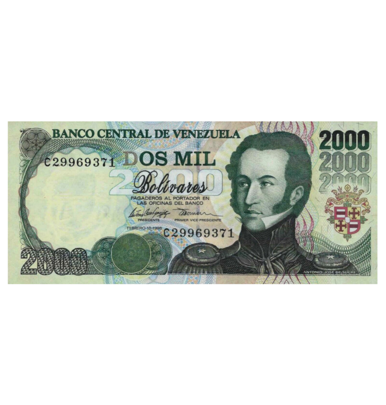 Venezuela 2000 Bolívares 1998 Pick 77