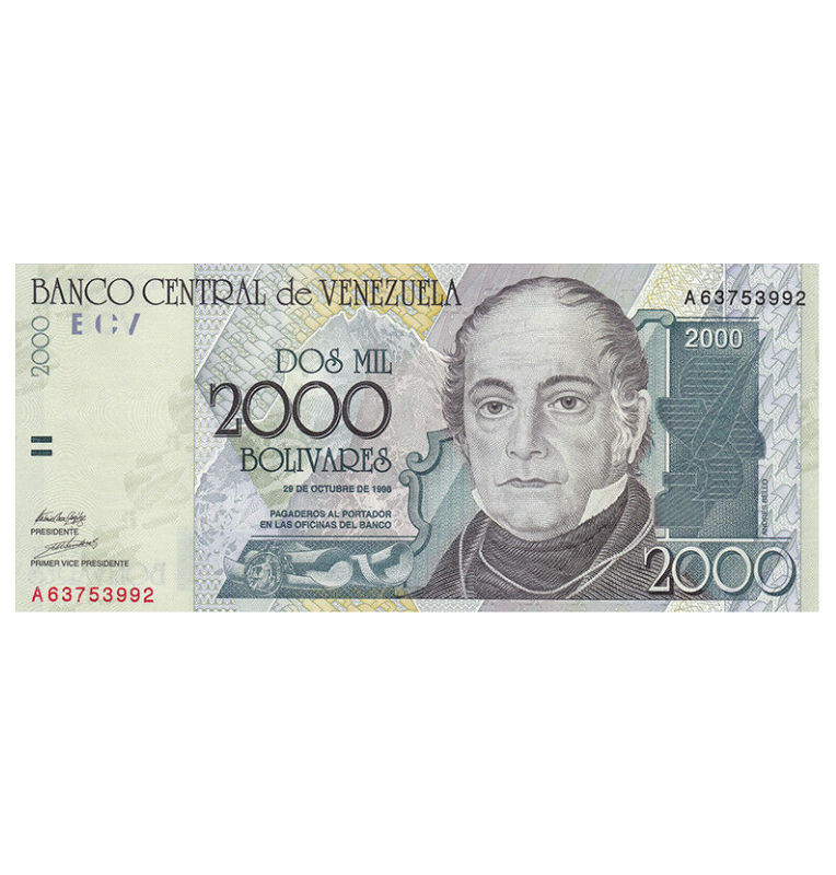Venezuela 2000 Bolívares 1998 Pick 80 (NO UNC)