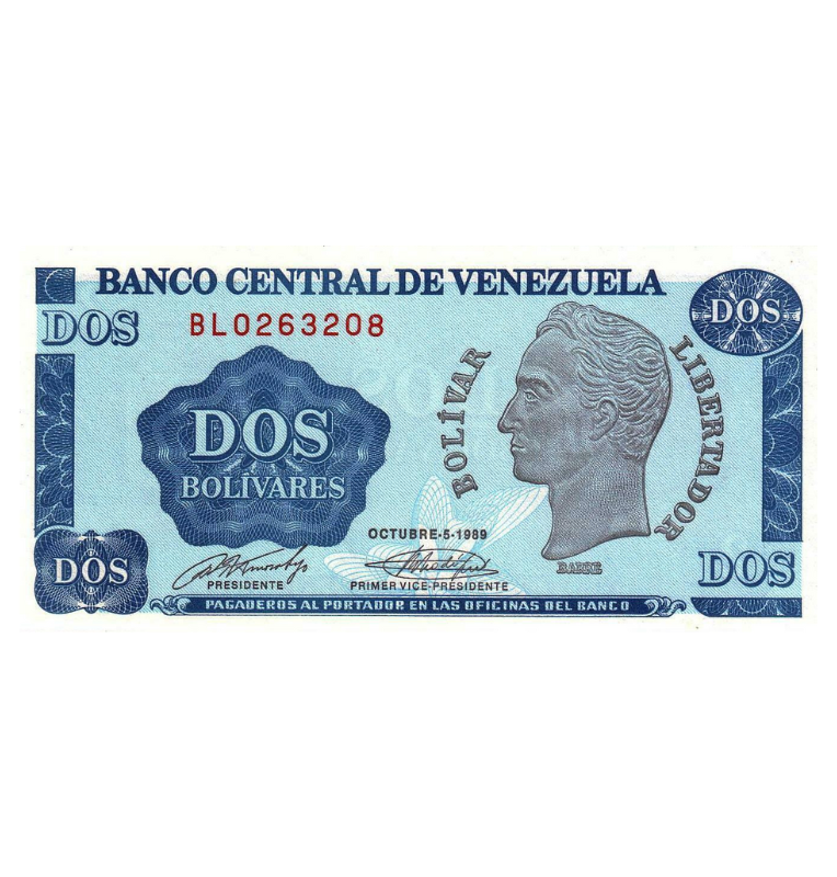 Venezuela 2 Bolívares 1989 Pick 69