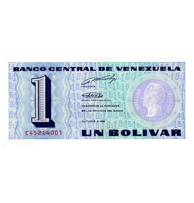 Venezuela 1 Bolívar 1989 Pick 68 NO UNC