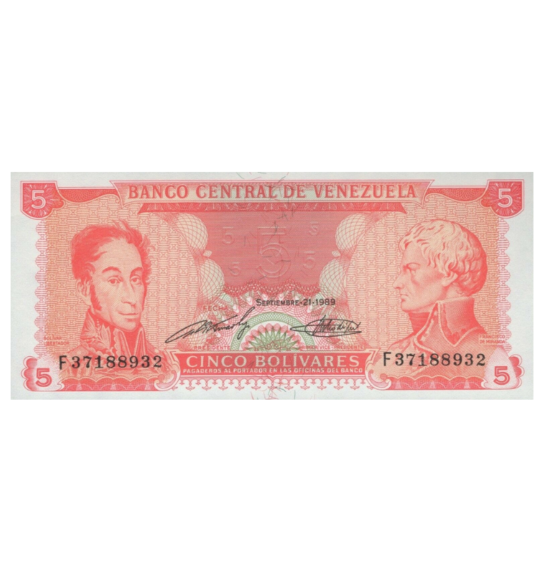 Venezuela 5 Bolívares 1989 Pick 70b NO UNC