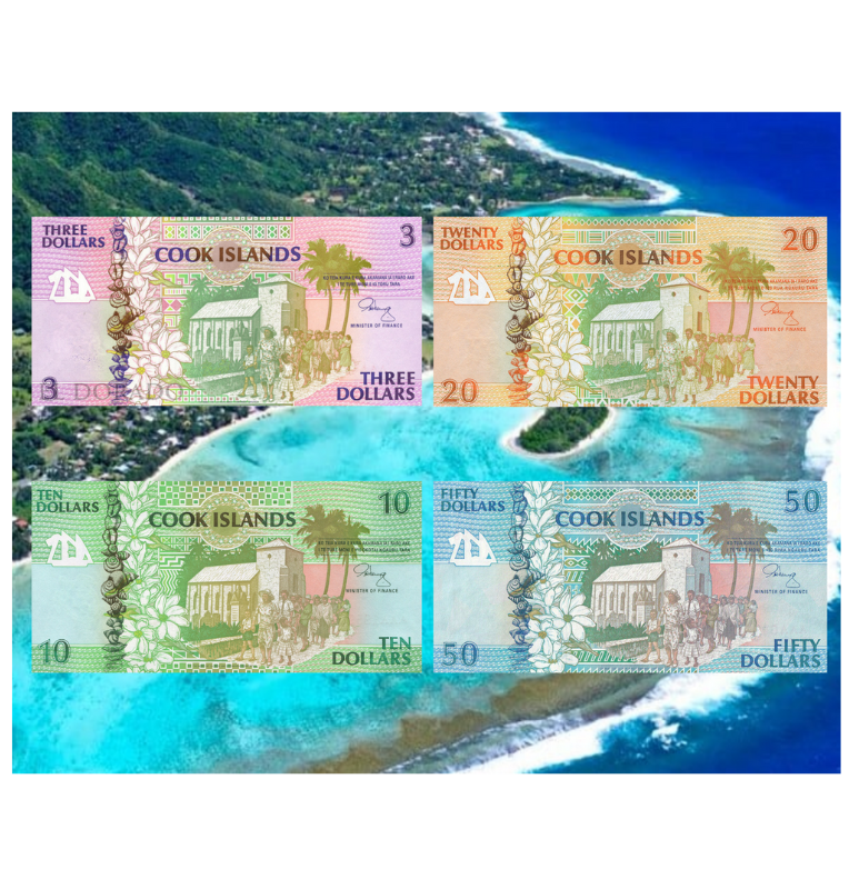 Islas Cook 3,10,20,50 Dólares 1992 ND Pick 7a,8a,9a,10