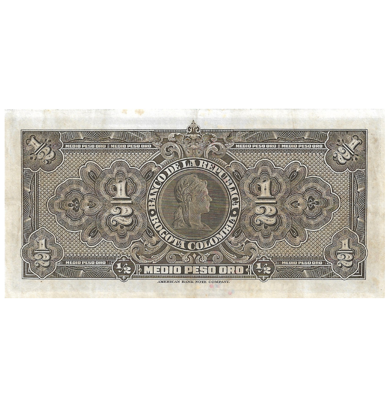 Colombia Medio Peso Oro 20 de Julio 1935 NO UNC