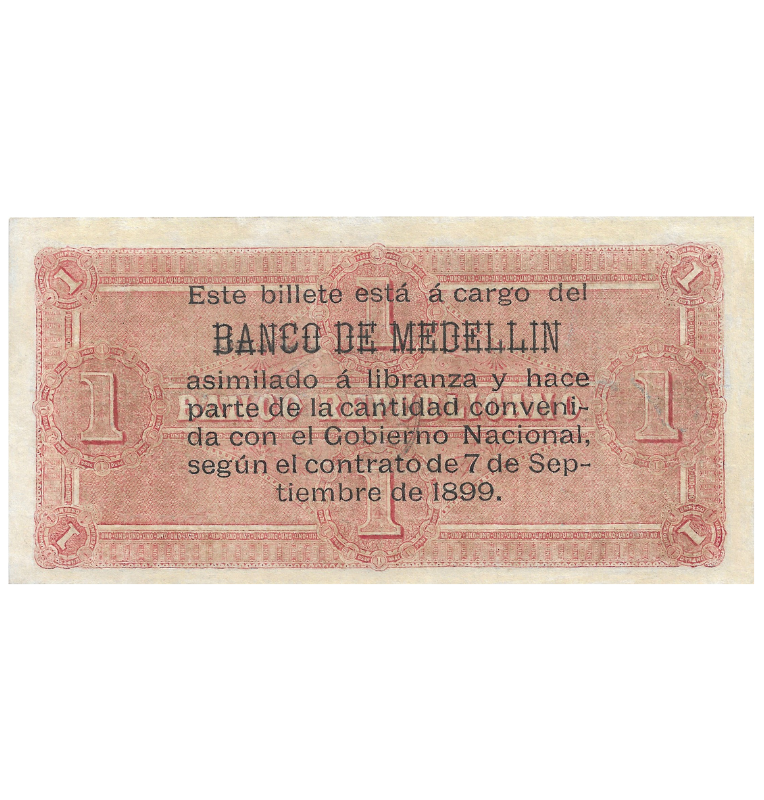 Colombia 1 Peso Octubre 30 de 1899 NO UNC