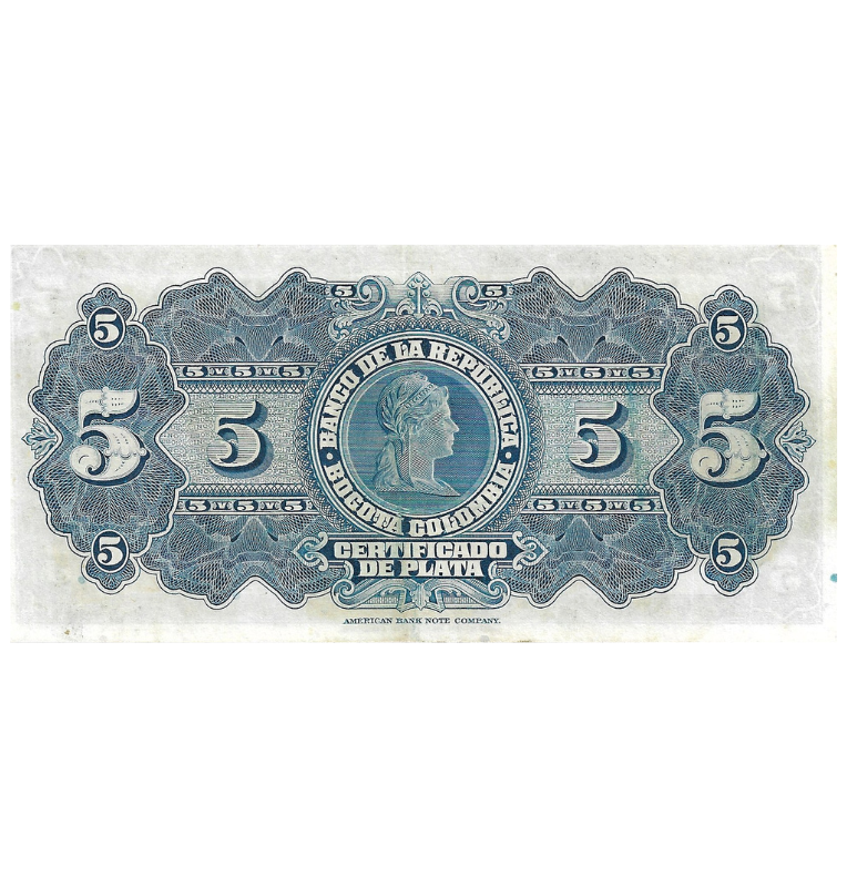 Colombia 5 Pesos Plata 1 Enero de 1941 NO UNC
