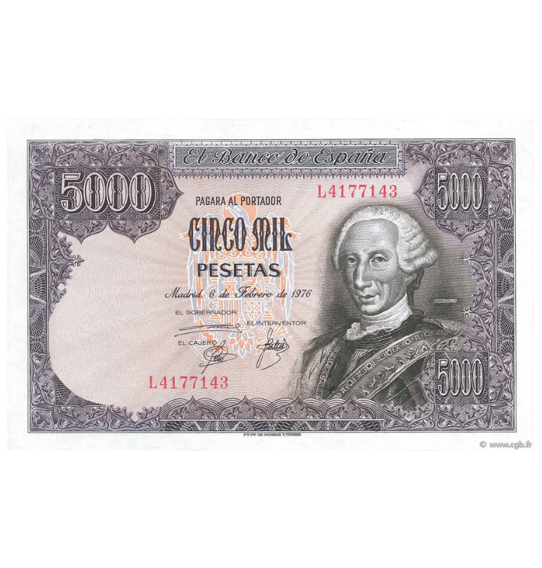 España 5.000 Pesetas 1976 Pick 155