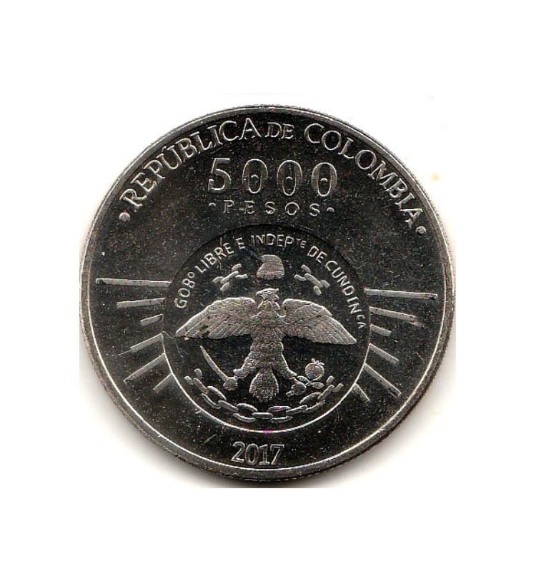 Moneda 5000 Pesos 2017 Cundinamarca Antonio Nariño NO UNC