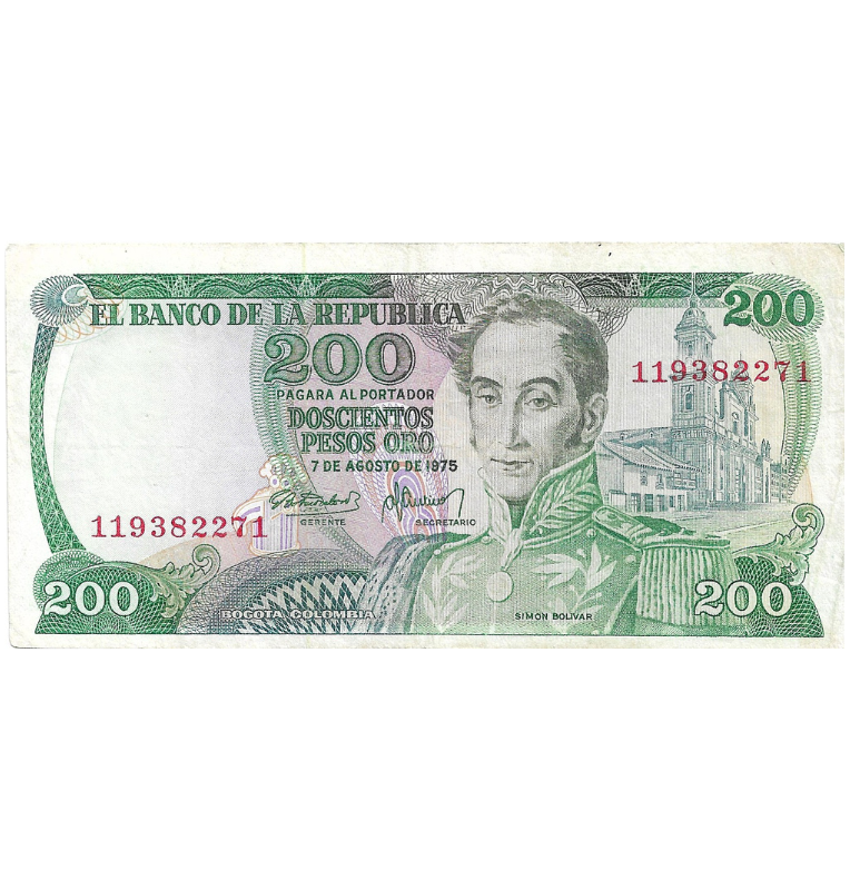 Colombia 200 Pesos Oro 1975 NO UNC