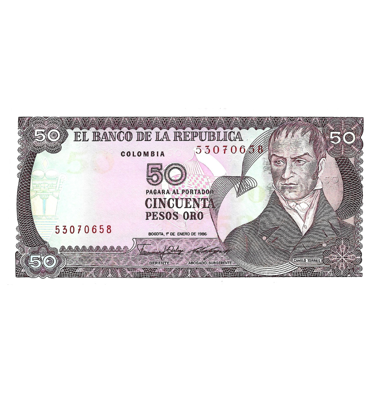 Colombia 50 Pesos Oro 1986 NO UNC