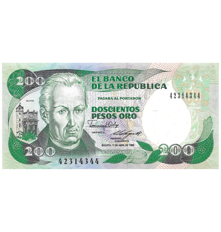 Colombia 200 Pesos Oro 1988 NO UNC