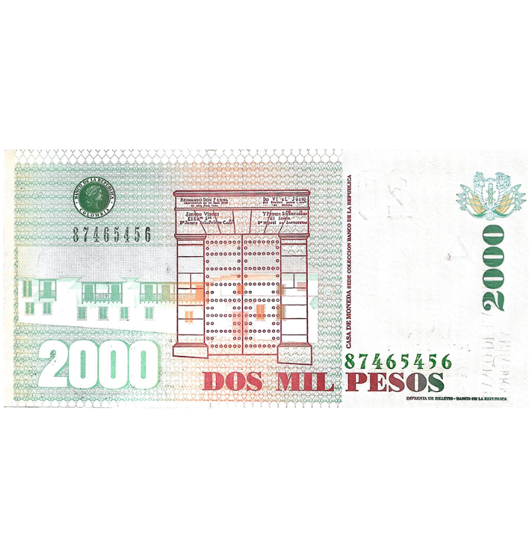 Colombia 2.000 Pesos Formato pequeño. 3 Febrero 2006