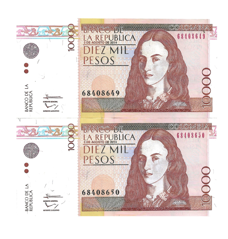 Colombia 10.000 Pesos 2014 Consecutivos