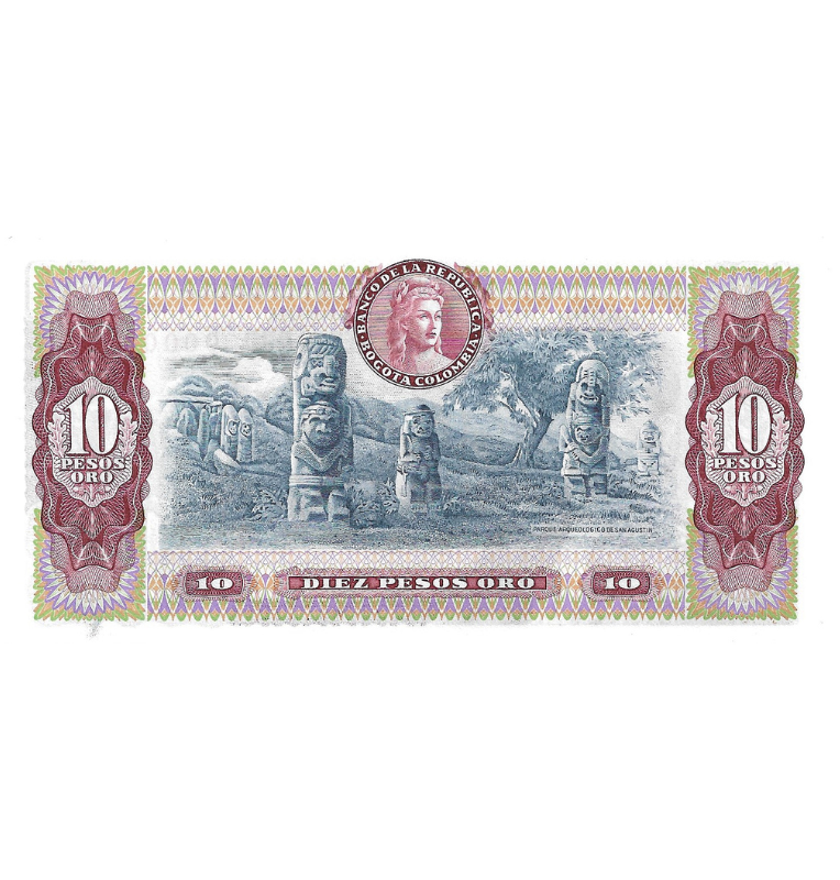 Colombia 10 Pesos Oro 1980 Número bajo #862