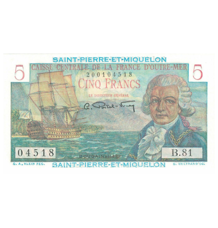 San Pedro y Miquelón 5 Francos 1950-1960 Pick 22