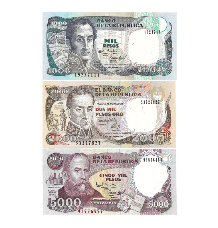 Colombia Set de 3 Billetes