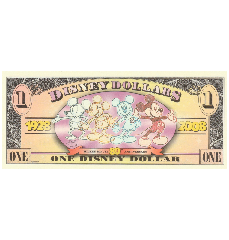 Disney 1 Dólar 2008 Mickey Mouse (Billete de fantasía)