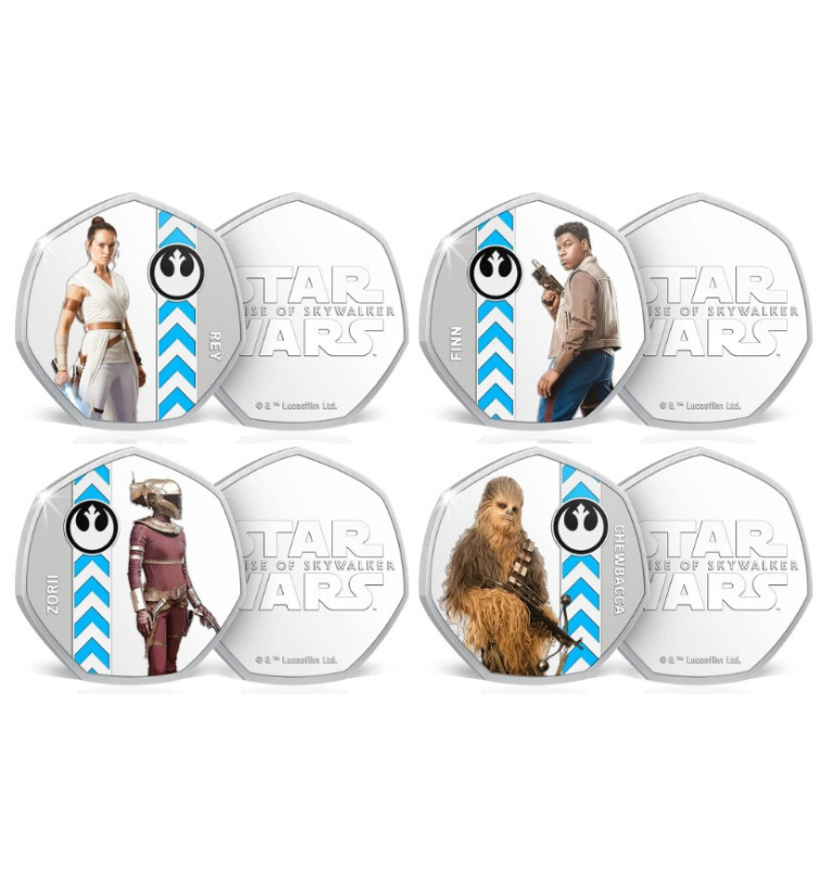 Star Wars El ascenso de Skywalker - Lado Luminoso - Colección completa 8 Monedas